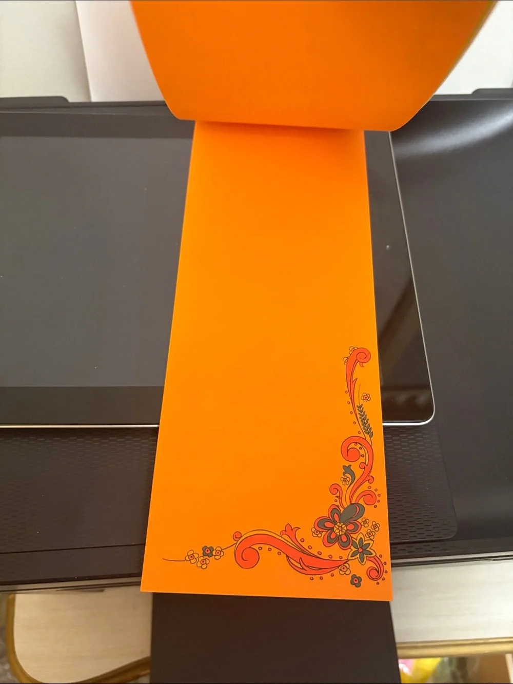 Hand-Painted Floral Bookmark with Pink & Blue Swirls